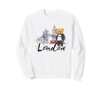 Cool Sketch Drawing London Skyline with Teddy Bear Graphic Felpa