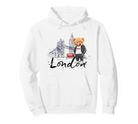 Cool Sketch Drawing London Skyline with Teddy Bear Graphic Felpa con Cappuccio