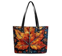 Cool Skull Graphics Borsa tote in pelle per le donne Borse con manico superiore Borse Casual Lavoro Tote Borsa a tracolla da viaggio, Foglie d'acero giallo, 29*34*14cm, Foglie d'acero giallo