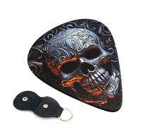 Cool Skull Graphics - Confezione da 6 plettri per chitarra con supporto, plettri per chitarra personalizzati, antiscivolo, portatili, ukulele, basso, 0,71 mm, per amanti della chitarra acustica