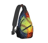 Cool Sling Backpack Compatibile con Ice Water Fire Flame Softball Baseball, Borsa a tracolla a tracolla leggera, Crossbody da esterno Bike Gym Runner Daypack con tracolla regolabile per uomo donna