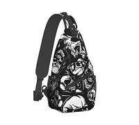 Cool Sling Backpack per Uomo Donna, Borsa a Tracolla Multiuso Compatibile con Cool Black White Goth Skull Bag, Resistente Zaino da Viaggio con Cerniera da Escursionismo, Regolabile e Traspirante