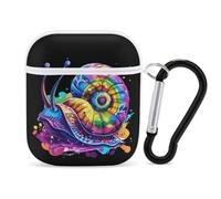 Cool Snail Rainbow Colors Custodia compatibile con AirPods 1/2 custodie protettive cover rigida per donne e uomini