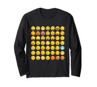 Cool Social Media Sarcastic Smile Faces Graphic Designs Maglia a Manica