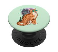 Cool Space Tiger Sunglasses Galaxy Lightning Tiger PopSockets PopGrip Adesivo