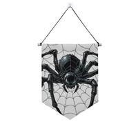 Cool Spider Web Star Black White Hanging Fabric Banner con asta telescopica Pin Display Banner Party Banner e decorazioni per interni ed esterni