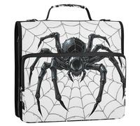 Cool Spider Web Star nero bianco 3,8 cm 3 anelli cerniera raccoglitore organizzatore con maniglia Laege capacità portfolio portatile per scuola e ufficio