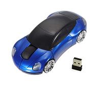 Cool Sport Car Shape Mouse 2.4GHz Wireless Car Mouse Mini piccoli mouse ottici da gioco Mouse da ufficio con ricevitore USB per PC Computer portatile per bambini Ragazze Adulti 1600 DPI 3 pulsanti Bl