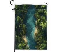 Cool Spring Jungle Tree Front Yard Backyard Bandiere verticali da giardino 30,5 x 45,7 cm su entrambi i lati per esterni, foreste tropicali fiume sceniche piccole bandiere per prato, paesaggio