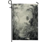 Cool Spring Jungle Tree Garden Flags 30,5 x 45,7 cm double face per decorazione esterna, foresta tropicale scenica bandiera in tela per cortile, paesaggio naturale all'aperto piccola bandiera prato