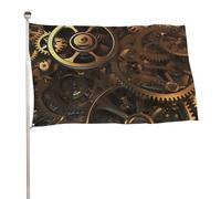 Cool Steampunk Gears Bandiera 89 x 149,9 cm, stampa su entrambi i lati, bandiera decorativa da giardino, non sbiadisce, con occhielli in ottone da appendere, sfondo fotografico per interni ed esterni