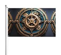 Cool Steampunk Gears Bandiera a doppia faccia 3 x 5FT. Bandiera esterna a tre strati pesante su entrambi i lati, 0,9 x 1,5 m, striscione da giardino in poliestere.