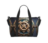 Cool Steampunk Gears - Borsa da viaggio a tracolla da donna, casual, con cerniera, adatta per lavoro, viaggi, fitness, viaggi, colore nero, taglia unica
