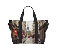 Cool Steampunk Gears, borsa da viaggio a tracolla, impermeabile, borsa da palestra di grande capacità, Rainy Street a Parigi, Taglia unica