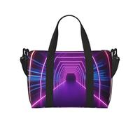 Cool Steampunk Gears, borsa da viaggio a tracolla, impermeabile, borsa da palestra di grande capacità, Tunnel con luci al neon, Taglia unica