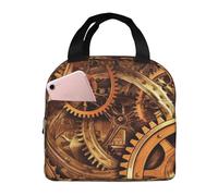 Cool Steampunk Gears Borsa per il pranzo per donne e uomini, isolata, riutilizzabile, a prova di perdite, con tasche laterali, contenitori per alimenti più freddi, grande borsa per pasti per lavoro