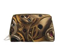 Cool Steampunk Gears chiusura a cerniera borsa cosmetica portatile impermeabile in pelle per casa viaggi per organizzare articoli da toeletta vari, bianco, Taglia unica