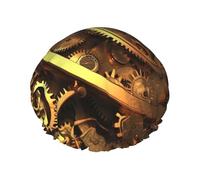 Cool Steampunk Gears, cuffia da doccia per donne e uomini, grande, riutilizzabile, a doppio strato, impermeabile, con fascia elastica, per tutte le acconciature, adatta ai viaggi