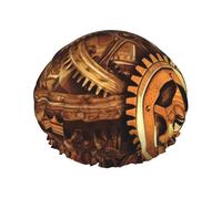 Cool Steampunk Gears Cuffia da doccia per donne e uomini, regolabile, riutilizzabile, a doppio strato, impermeabile, fodera in EVA, fascia elastica per capelli per tutte le lunghezze