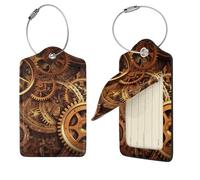 Cool Steampunk Gears, etichetta per valigia, 1 pezzo, in pelle PU, etichette identificative da viaggio, con protezione della privacy e anello in acciaio inox, per borse da viaggio per donne e uomini