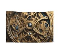 Cool Steampunk Gears Flag con 4 occhielli, bandiere su un lato in poliestere resistente, striscioni resistenti alle intemperie per dormitori, feste, riprese, festival, decorazione 152,4 x 243,8 cm
