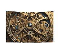 Cool Steampunk Gears Flag con 4 occhielli, bandiere su un lato in poliestere resistente, striscioni resistenti alle intemperie per dormitori, feste, riprese, festival, decorazione 61 x 88,9 cm