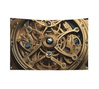 Cool Steampunk Gears Flag con 4 occhielli, bandiere su un lato in poliestere resistente, striscioni resistenti alle intemperie per dormitori, feste, riprese, festival, decorazione 119,4 x 177,8 cm