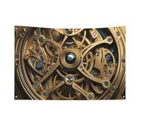 Cool Steampunk Gears Flag con 4 occhielli, bandiere su un lato in poliestere resistente, striscioni resistenti alle intemperie per dormitori, feste, riprese, festival, decorazione 89 x 150 cm