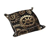 Cool Steampunk Gears - Organizer in pelle con stampa di ingranaggi da scrivania, vassoi multifunzionali, per chiavi, orologio, portafoglio