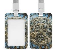 Cool Steampunk Gears - Porta badge identificativo con cordino staccabile, design impermeabile per ufficio, posto di lavoro