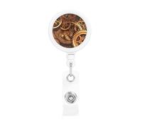 Cool Steampunk Gears, porta badge retrattile con clip a coccodrillo, in plastica leggera, per infermiere, insegnanti, ufficio, regali