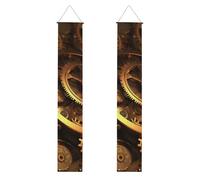 Cool Steampunk Gears Portico Banner per porta d'ingresso Bandiera da appendere Stagionale Vacanze Portico Porta Cartello di Benvenuto Banner per Interni Esterni Parete Decorazioni di Laurea Classe del