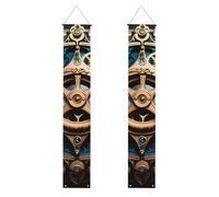 Cool Steampunk Gears - Striscione decorativo per portico, 2 pezzi, in poliestere con scritta "Congrats Grad", per porta anteriore, cortile, cerimonia, festa, riutilizzabile, lavabile con bastoncini,