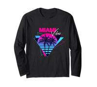 Cool Summer Miami Beach Paradise, Miami Vibes Illustration Maglia a Manica