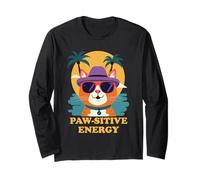 Cool Sunset Cat Retro Vibes Energia positiva Maglia a Manica