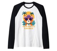 Cool Sunset Cat Retro Vibes Energia positiva Maglia con Maniche Raglan