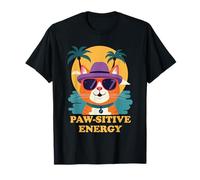 Cool Sunset Cat Retro Vibes Energia positiva Maglietta