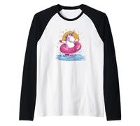 Cool Sunset Unicorn con Anello da Spiaggia per Gli Amanti delle Vacanze Maglia con Maniche Raglan