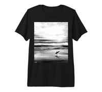 Cool Surf Dude At The Beach Immagine in Bianco e Nero Maglietta Premium