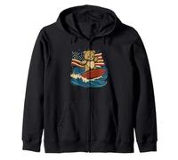 Cool Surfing Teddy Bear con America Flag Costume Felpa con Cappuccio