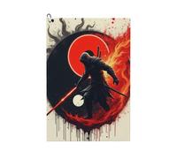 Cool Tai Chi Fire Samurai Print No.7 Asciugamani da golf per uomo donna - 61 x 40 cm asciugamano alla moda assorbente ad asciugatura rapida, accessori per la pulizia della palla e borsa da club con