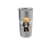 Cool Teddy Bear in New York NYC Illustration Graphic Designs Bicchiere termico in acciaio inox doppia parete