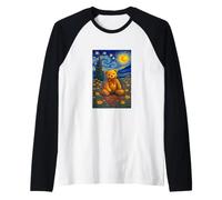Cool Teddy Bear in The Starry Night Painting Concept Art Maglia con Maniche Raglan