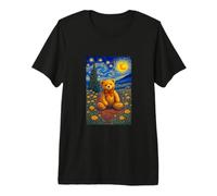 Cool Teddy Bear in The Starry Night Painting Concept Art Maglietta Premium