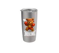 Cool Teddy Bear Man Boxing Fight Style Illustration Graphic Bicchiere termico in acciaio inox doppia parete