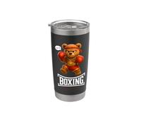 Cool Teddy Bear Man Boxing Fight Style Illustration Graphic Bicchiere termico in acciaio inox doppia parete