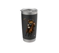 Cool Teddy Bear Playing Horse Polo Game Illustration Graphic Bicchiere termico in acciaio inox doppia parete