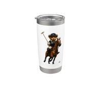 Cool Teddy Bear Playing Horse Polo Game Illustration Graphic Bicchiere termico in acciaio inox doppia parete
