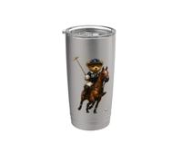 Cool Teddy Bear Playing Horse Polo Game Illustration Graphic Bicchiere termico in acciaio inox doppia parete