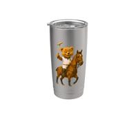 Cool Teddy Bear Playing Horse Polo Game Illustration Graphic Bicchiere termico in acciaio inox doppia parete